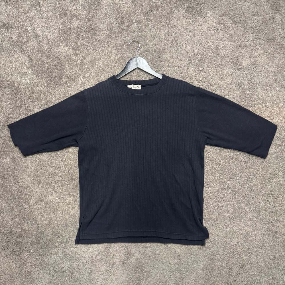 One Step Up Black Ribbed Knit Short Sleeve Top Size S